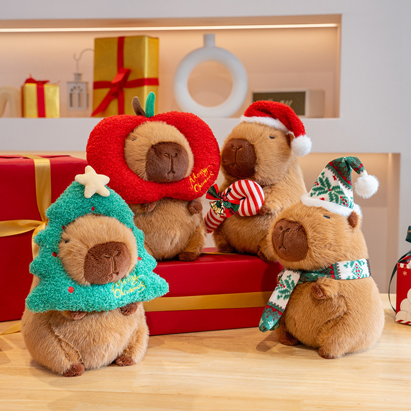 cross-border new arrival christmas card； greetings card sent to friends at christmas pibala doll plush toy capybara doll christmas holiday decoration doll batch goods