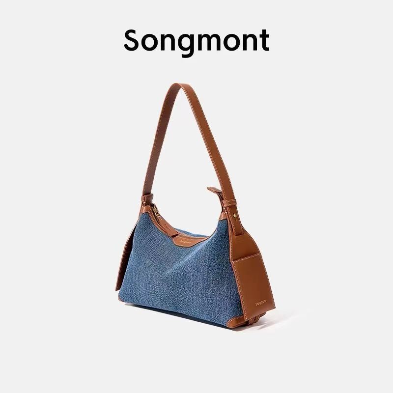 Songmont 山下裕松 吊り耳シリーズ デニム バッグ ホーボーバッグ ポータブル ショルダー クロスボディ 大容量 レディースバッグ|undefined
