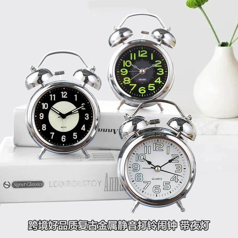 Оптовая продажа фабрики 3 inch светящийся цифровой металлический колокол будильник покрытие серебряный металлический будильник светящийся будильник