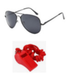 세트 2 - 검은색 두꺼비 거울 + 빨간색 휘파람