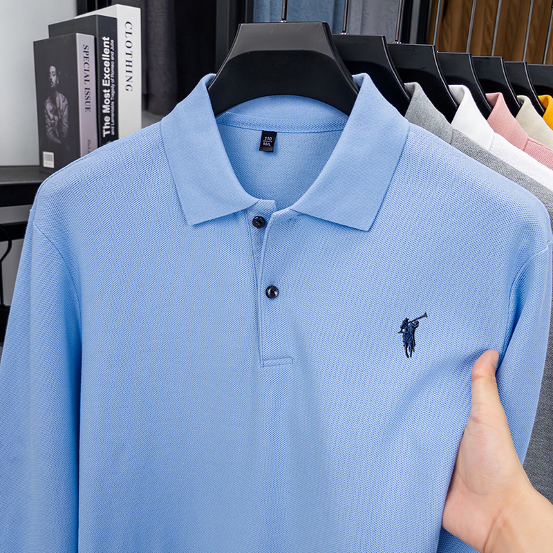 ポール100% 綿tシャツ男性ビジネスカジュアル純綿poloシャツが襟を返しています。|undefined