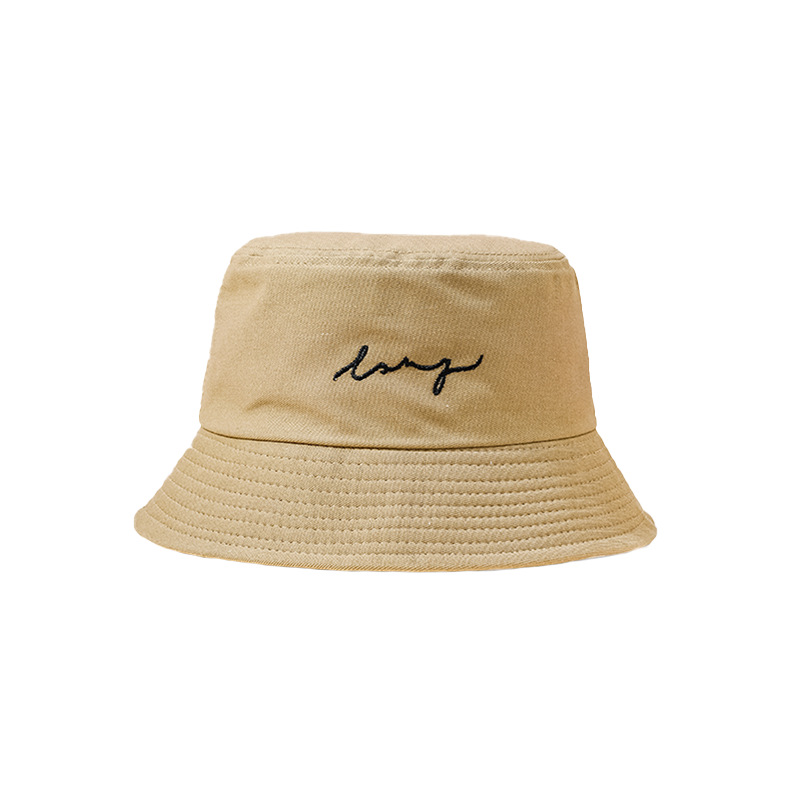 Nueva primavera versátil simple carta bordada sombrero de pescador para las mujeres de estilo coreano de moda de ala ancha a prueba de sol de moda cuenca del sombrero para los hombres