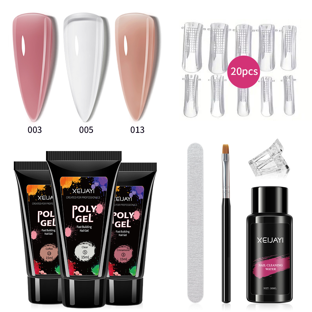 Nail tools suit extension glue fast paper-free tray model cleaning water nail file nail clip phototherapy nail polish