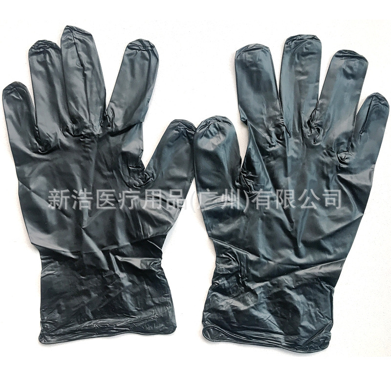 外贸出口一次性手套丁晴蓝色高弹无粉英文防护食品橡胶乳胶丁腈手