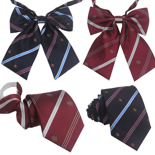 Japanese crown tie-free tie flower jk bow tie bow cyanotic gold stripe uniform female student college style