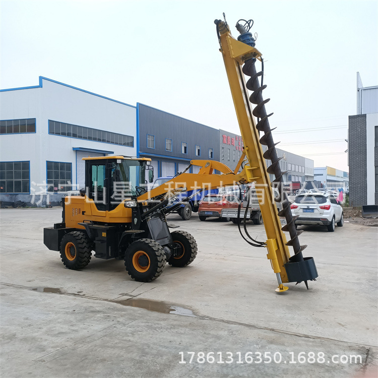 电线杆钻坑机 小型装载机打孔机 光伏打桩机昌吉