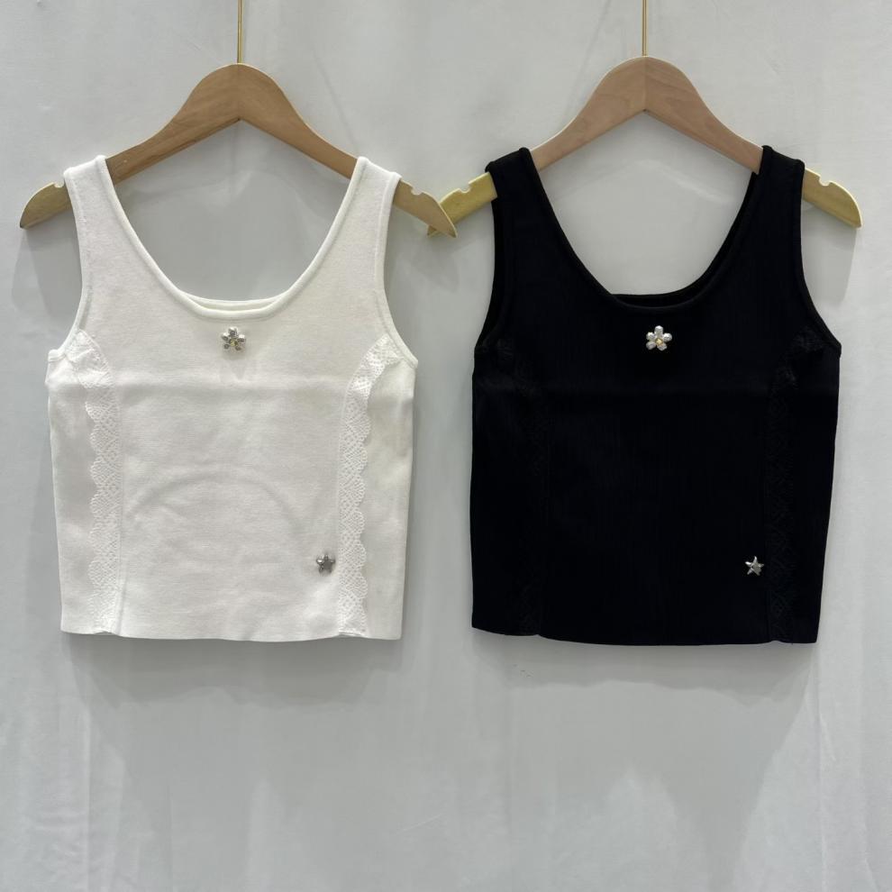 Trendy Brand Knitted Sleeveless Vest With Logo Stars, Slimming And Versatile Brand Logo Women's Top, New Summer 2026 Model_ecoleips.com