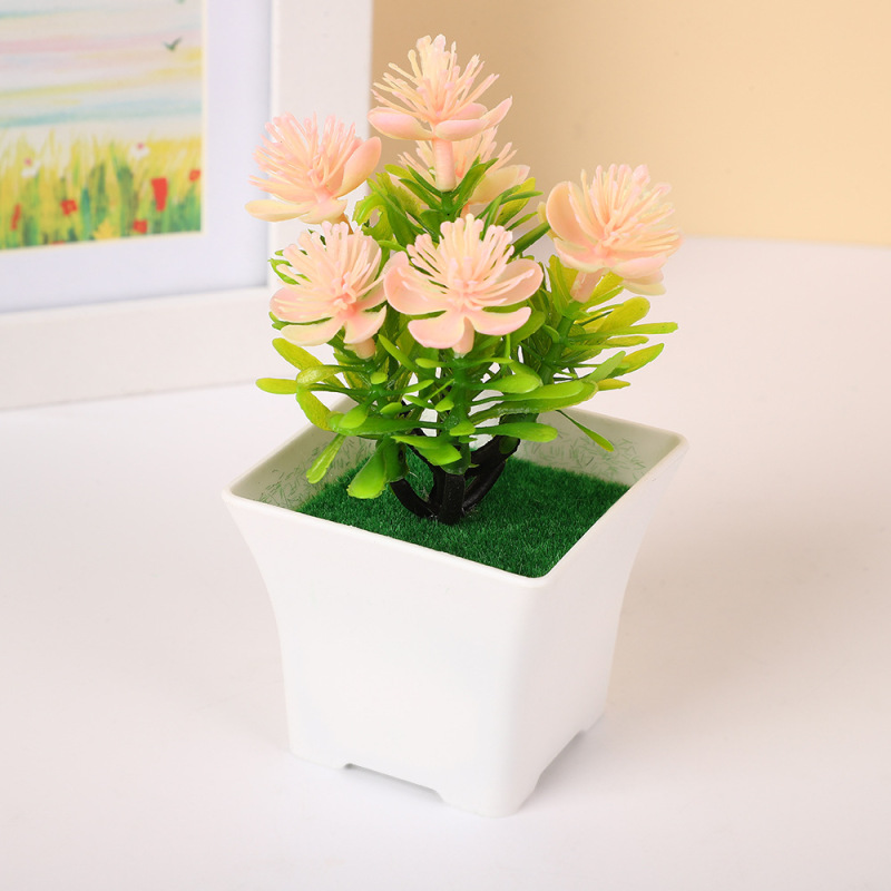 7 小さな梅の花シミュレーション鉢植え造花鉢植えプラスチック装飾造花家の装飾オフィスシミュレーション花|undefined