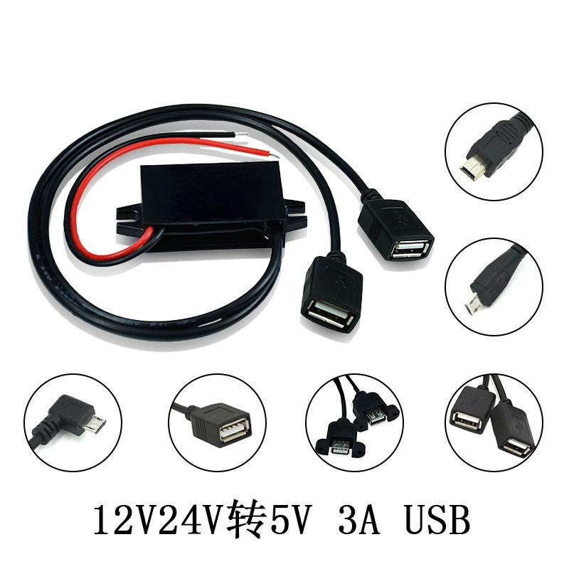 Преобразователь напряжения 12В/24В в 5В USB, автомобильный преобразователь 12В в 5В 3А, понижающий регулятор, модуль DC