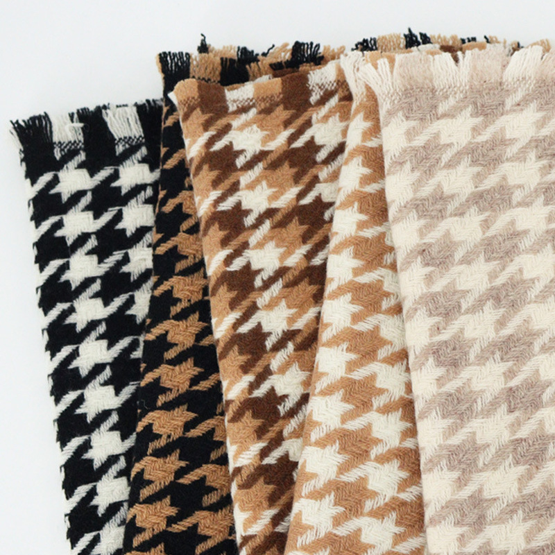 100% bufanda de lana houndstooth moda Otoño e Invierno Plaid bufanda invierno popular chal de los hombres de alta calidad