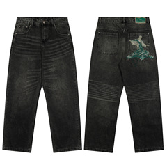 derschutze gallery Denim Jeans高街刺绣潮流休闲时尚直筒牛仔裤
