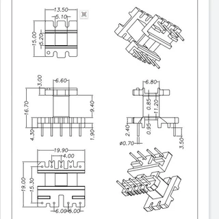 EE1908立式单边加宽5+4变压器骨架 电木骨架定制批发