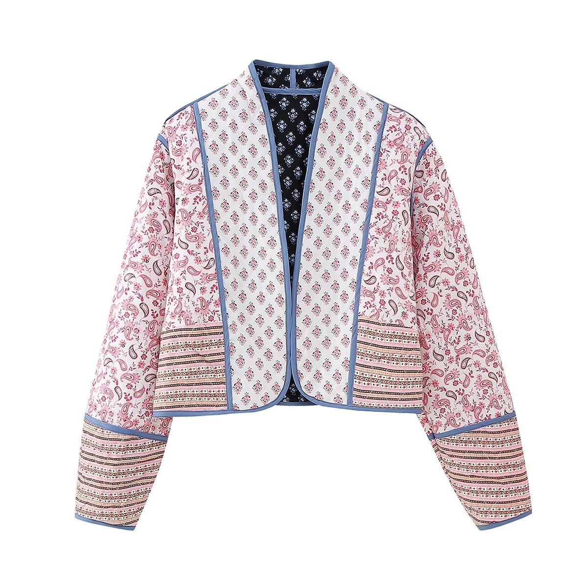 Women's Reversible Printed Jacket Lightweight Autumn Cotton Coat_voghion.com
