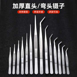 不锈钢镊子加厚 直弯圆头带齿辅料镊多肉喂食 艾灸工具DIY手工夹