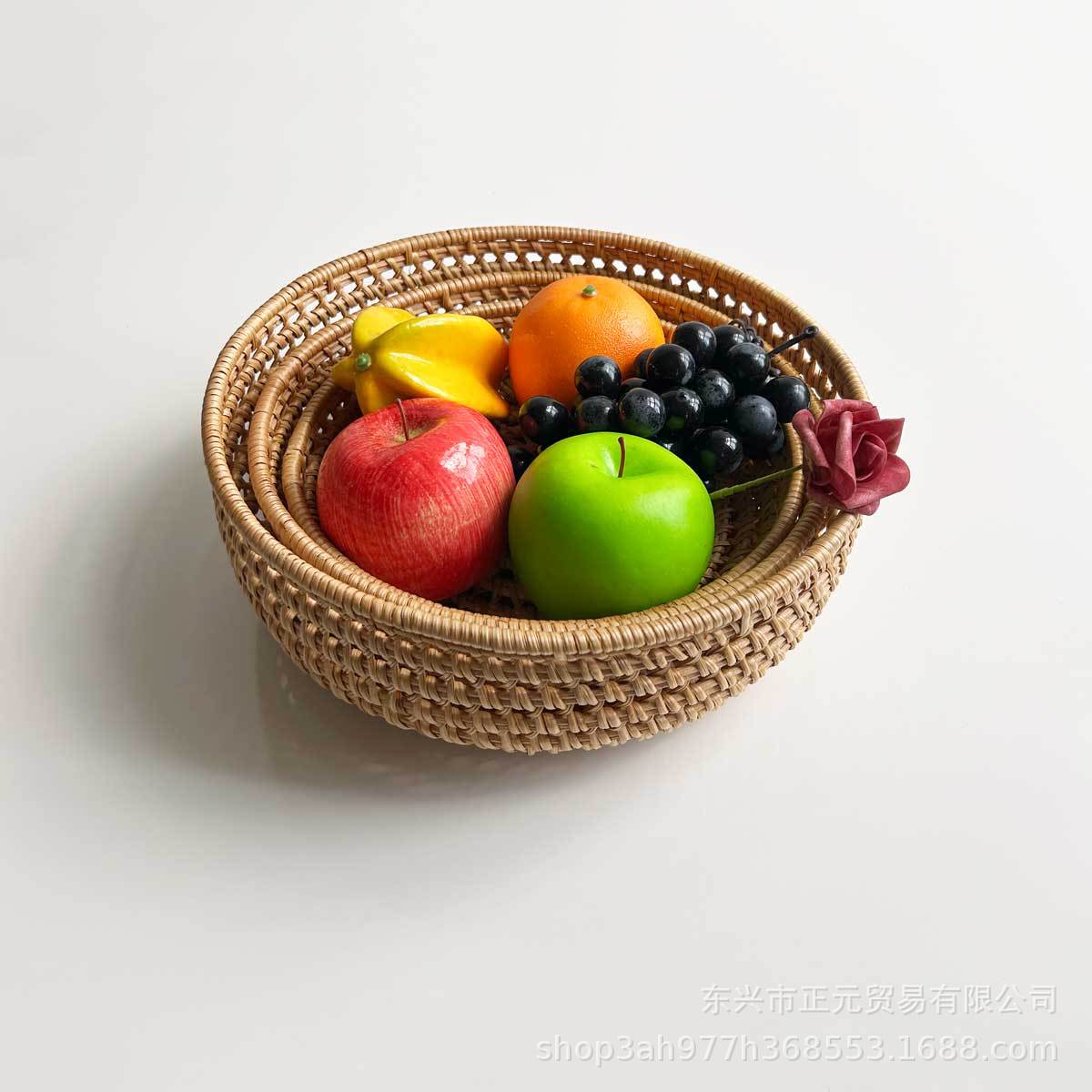 Vietnam al por mayor otoño ratán tejido cestas de almacenamiento de té cestas fugas de fruta cestas huecas casa tejidas pequeñas bandejas