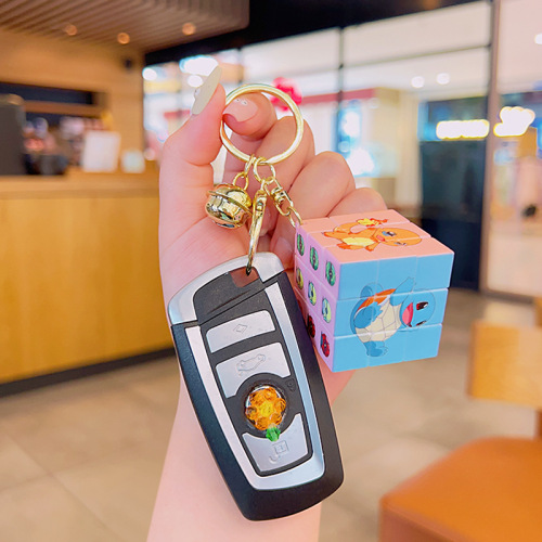 Wholesale Cartoon Cube Doll Child Schoolbag Charms Creative Keychain Cute Backpack Decorations Accessory Keychain