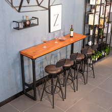 靠窗长条桌实木吧台桌家用阳台桌子奶茶店酒吧高脚桌椅组合吧桌