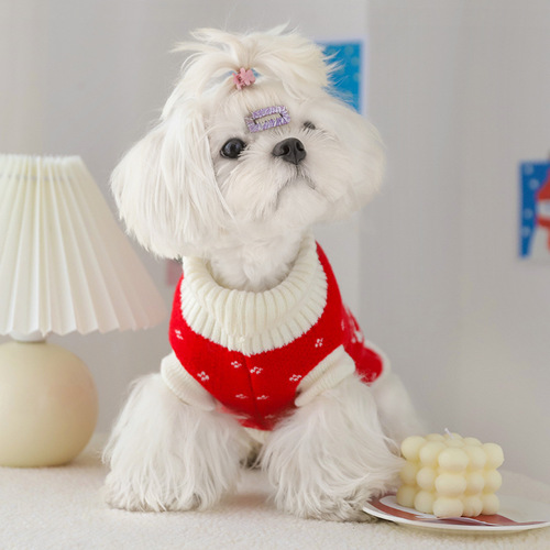 Hua Yuan Pet Dog Clothing Teddy Bichon Small Dog Cat Clothes Universal Autumn/Winter Warm Christmas Style Sweater