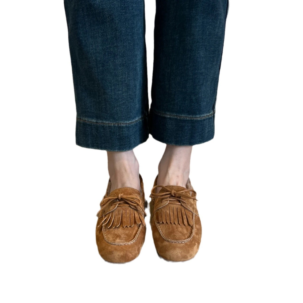 Dam loafers i äkta läder med mockatofsar och plyschfoder_voghion.com