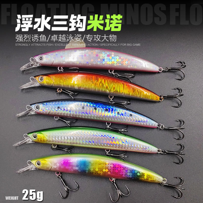 Nuevos productos de agua flotante minos cebo falso 25g, cebo duro de pesca de arrastre, minos boca de pesca de agua dulce, pesca de mar image 1