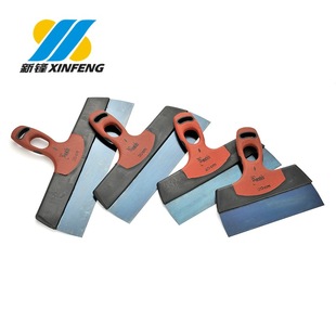 Manufacturer Supplies Red and Black Two-Color Plastic Handle Putty Knife with Blue Steel Blade 200-350mm