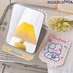 原創隨身化妝鏡便攜家用台式高清鏡子摺疊可愛學生宿舍用桌面可立