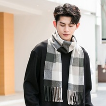 Men warm wool scarf fashion plaid scarf autumn winter scarf