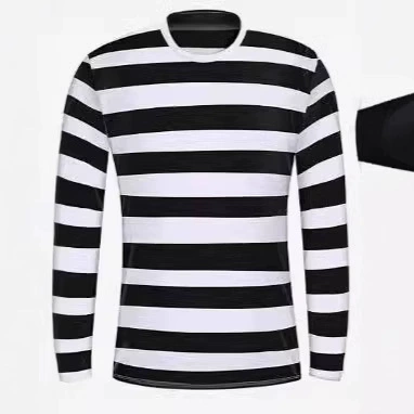 Новая весенне-осенняя нижняя рубашка, корейский стиль, универсальная, свободная, с круглым вырезом, полосатая футболка с длинными рукавами для мужчин и женщин, трибутомия для пар.