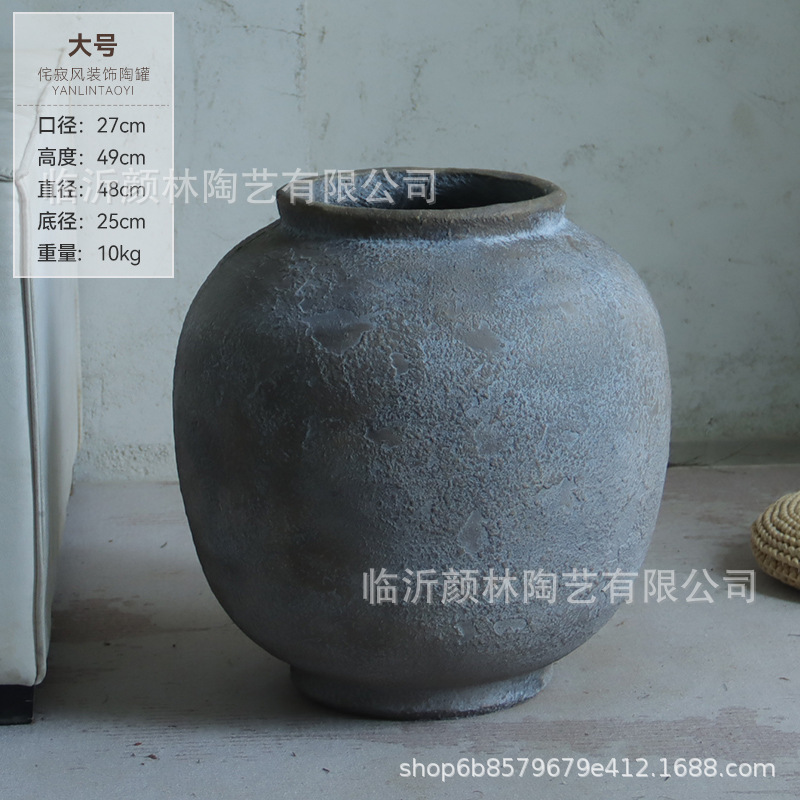 Feng Xixian vintage vasijas de cerámica, vasijas de cemento, vasijas de suelo, ornamentos de cerámica, interiores y exteriores, contenedores de macetas verdes