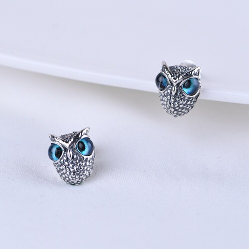Golden Deer King S925 Silver Retro Earrings Pendants Jewelry Rings Wholesale Cross-border Men and Women Design Owl Rings