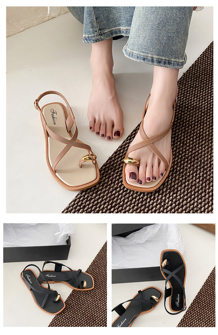 Roman-style Women's 2026 Summer New Model, Outdoor Wear, Non-slip, Trendy Hollow-out Flat PVC Thong Sandals For Women_vogvips.com