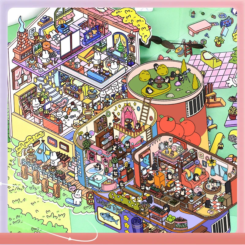 ✅Трансграничная версия 1.0 миниатюрная сцена наклейки 3D ландшафта мини распаковки diy хижина наклейки ручной работы