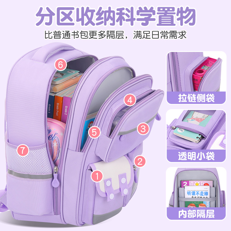 Las mochilas escolares de Kulomi para estudiantes de primaria, niñas de primer, segundo, tercero a sexto grado, mochilas para niñas, protección de la columna para reducir la carga de los niños