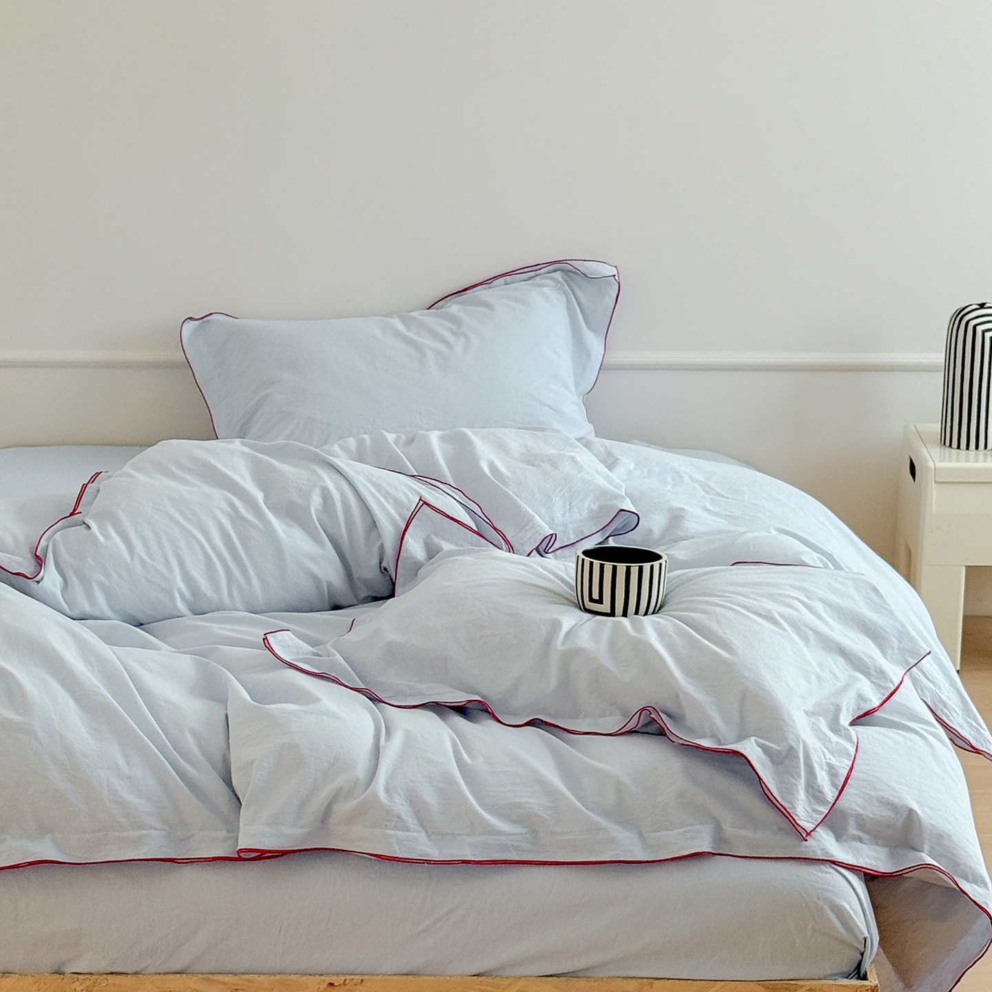 Nordic Style Washed Cotton Bed Sheet Set Four Piece Bedding_voghion.com