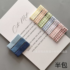 新しい 3.5-6 センチメートルハーフパック圧力布ストリップダブルフォーククリップ diy チェック柄デニムヘアピン材料アクセサリージュエリーアクセサリー