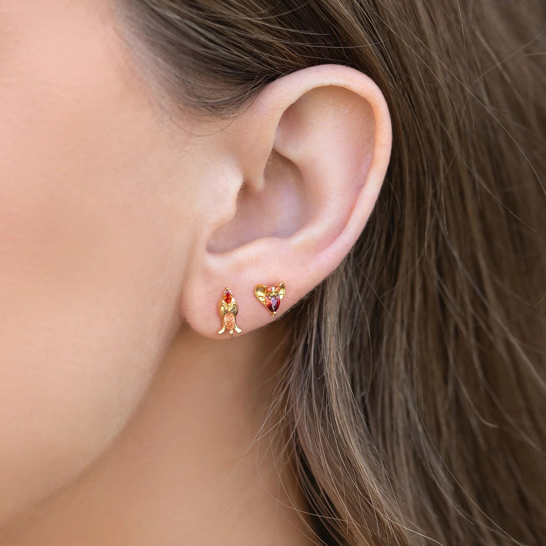 9g Weight Copper Ear Needle Material Ear Studs Classification 1 Pair Quantity Party, Street Occasion Copper Material Cartoon Pattern Women's Gender Cute, Classic Style Style 1 Pair Cute Classic Style Cartoon Copper Copper Earrings 5