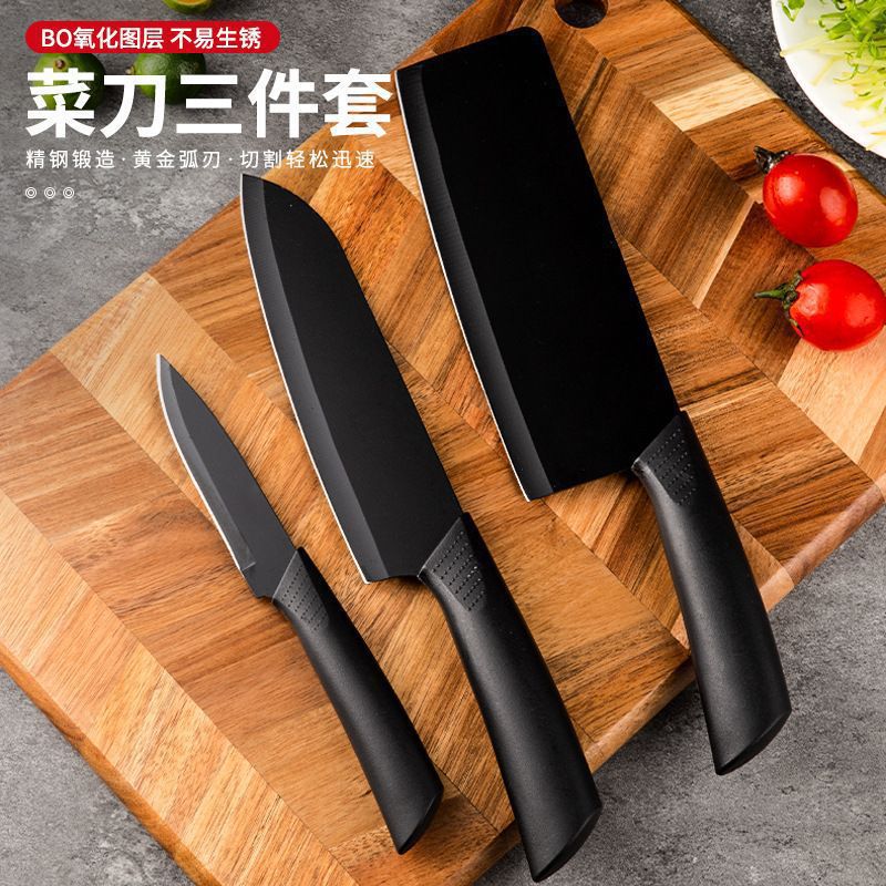 Kit de cuchillos domésticos de tres piezas, cuchillo de frutas de cocina, cuchillo de corte de acero inoxidable, cuchillo de cocina de alimentos suplementarios
