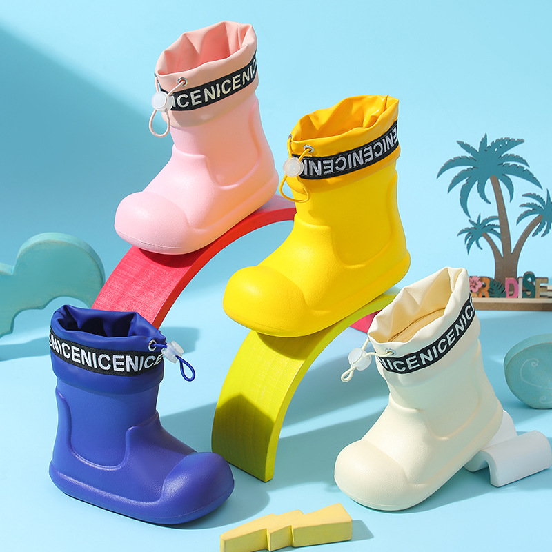 Eva Boys and Girls Girdle Rain Boots Outdoor Fashion Kidsren's Water Shoes Students Soft Sole Non-Slip Kidsren's Waterproof Rain Boots