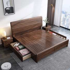 婚床2米x2米大床实木2x22米大床200×220乘两米二宽胡桃木双人床