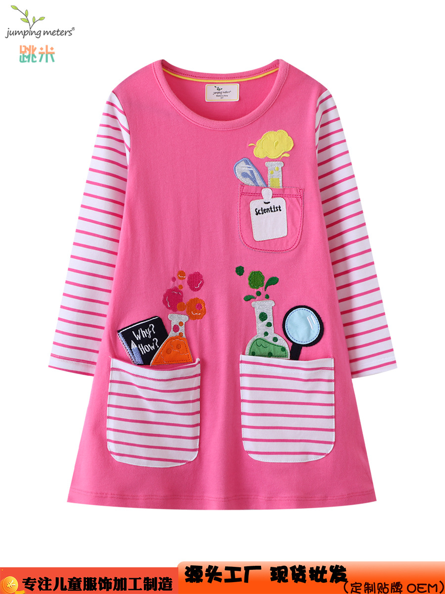 Vestidos infantiles de estilo europeo y americano para primavera y otoño, nueva ropa infantil de otoño, vestidos de niña de manga larga con dibujos animados al por mayor.