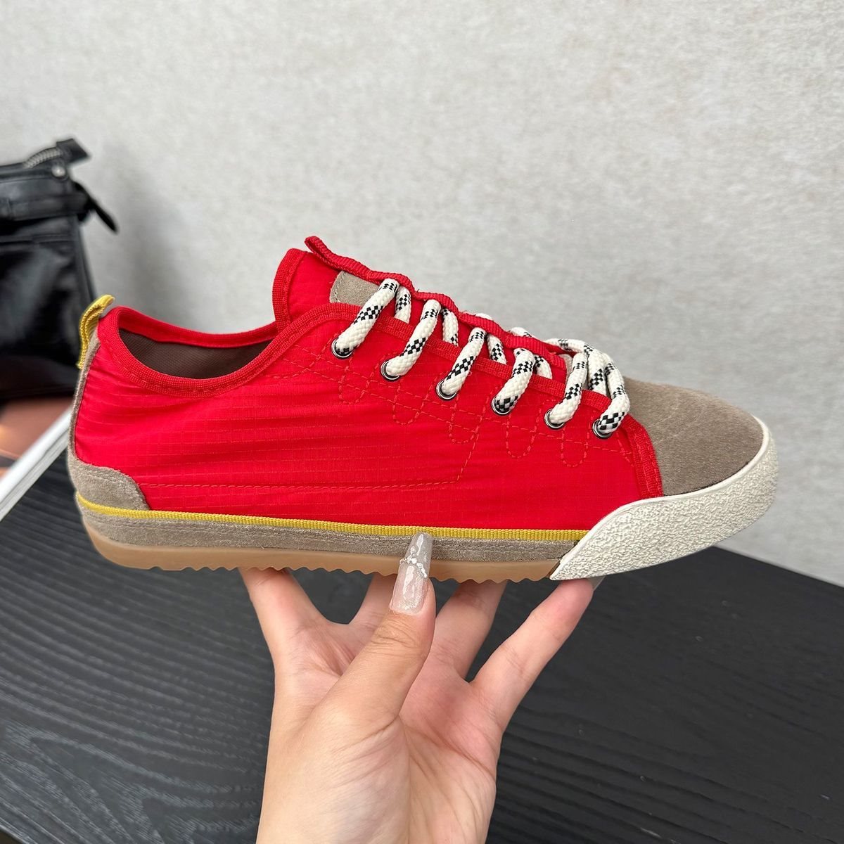 Retro Satin Soft Sole Casual Sneakers For Women 2026 Spring New Round Toe Lace-Up Color Block Versatile Fashionable_vogvips.com