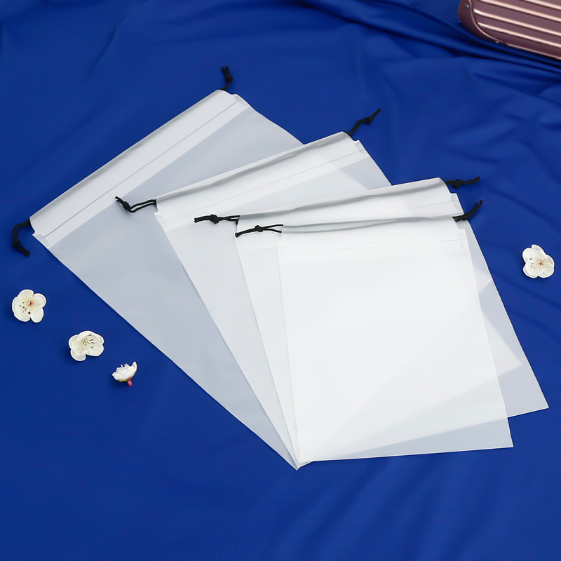 Esmerilado PE bolsa de cordón de viaje con cordón bolsa de ropa interior calcetines de almacenamiento de embalaje cerrado bolsa de plástico Logotipo de impresión