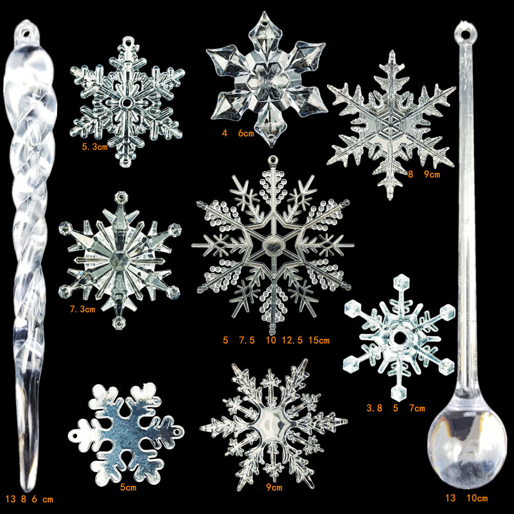 圣诞树装饰挂饰冰条透明冰雪花雪景场地装饰挂件多款混装跨境套装