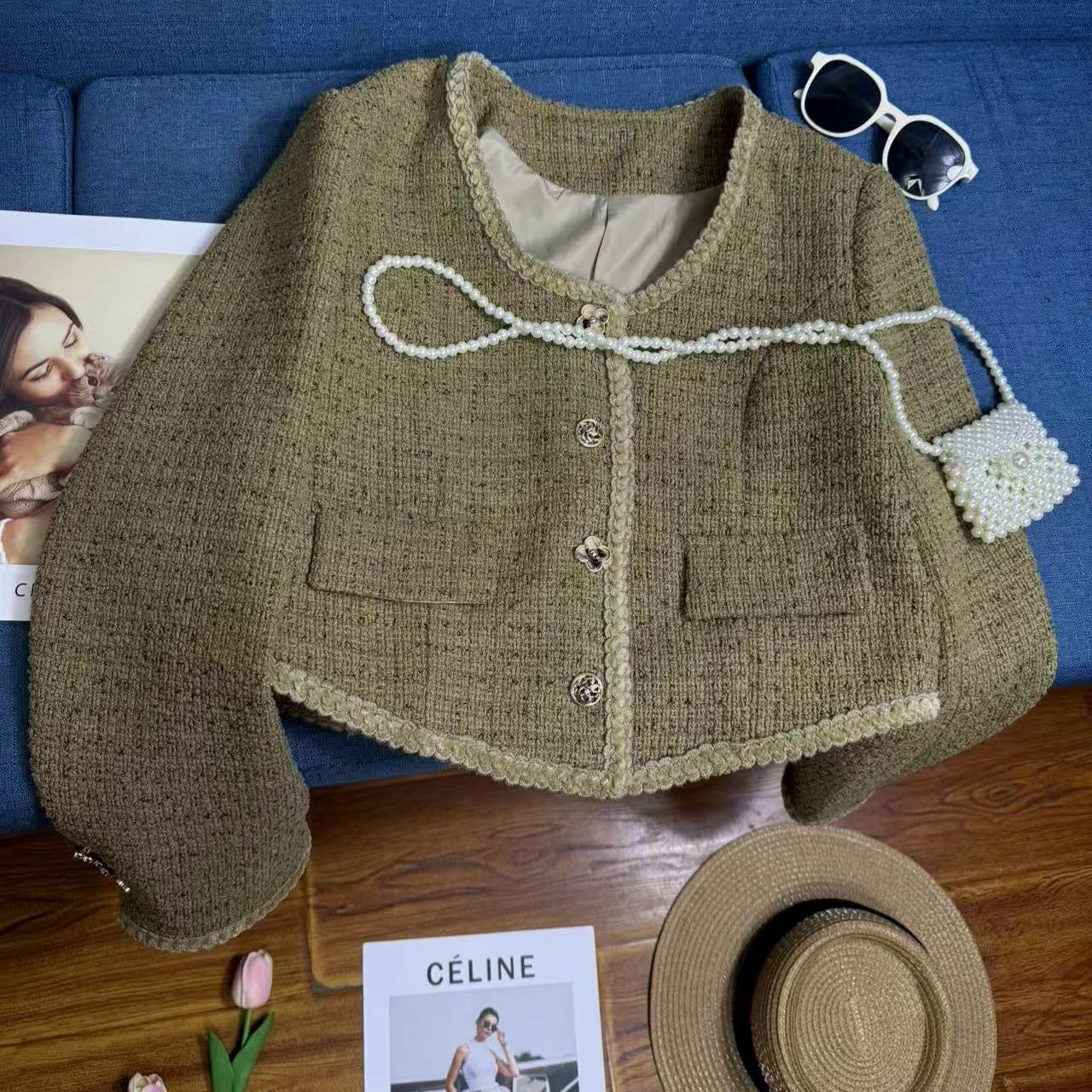 Chanel Style Tweed Coat Women's Autumn 2024 New Design Sense Small Sense Short Cardigan Top All-match