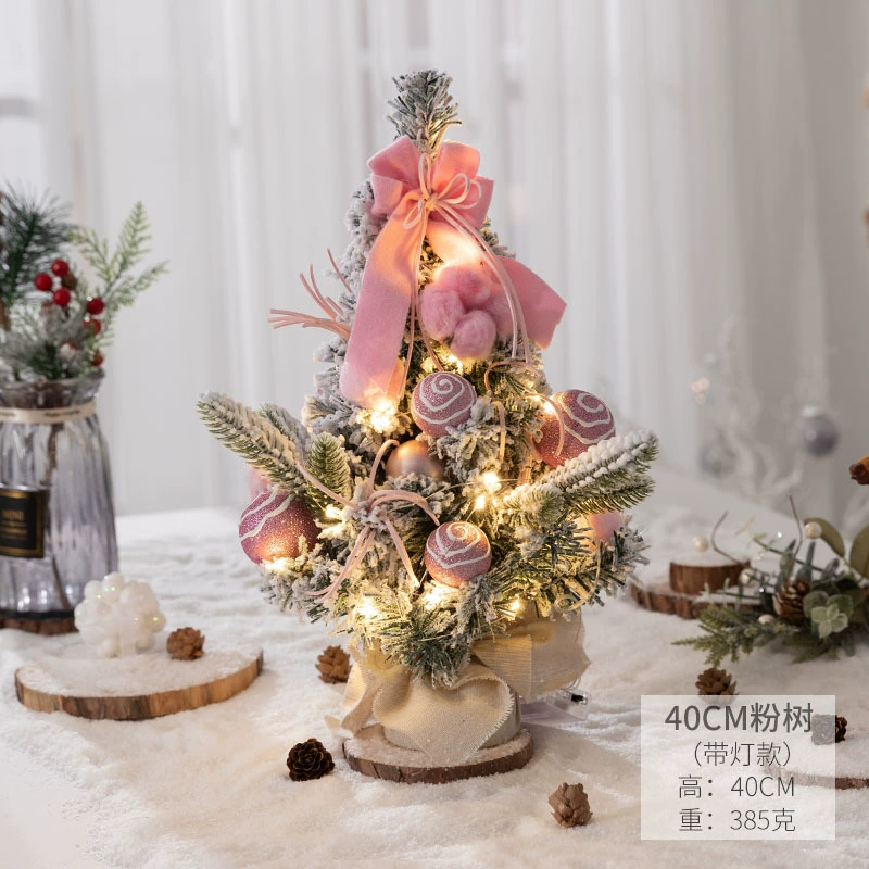 Mini Christmas tree MB‑22B01N XL23B05N, tabletop 30–40 cm, flocked branches, optional lights