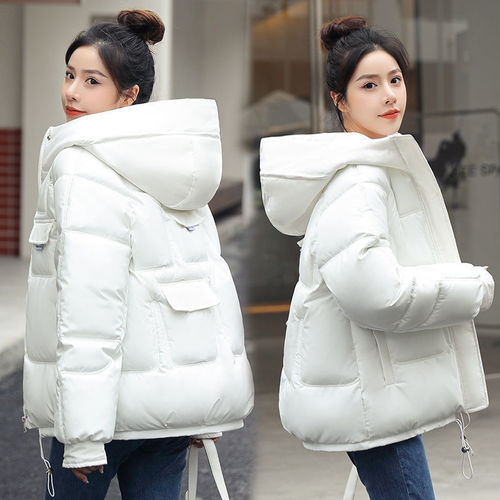 Women's fashionable candy-colored cotton coat, Korean-style short, loose hooded student cotton jacket, warm outerwear for autumn and winter