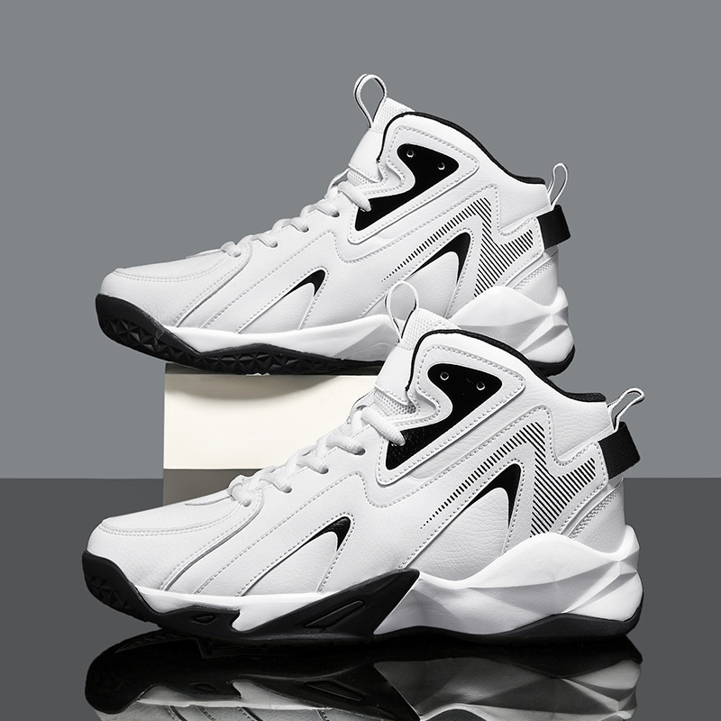Cross-Border High-Top Basketball Shoes for Men, Thick-Soled, Non-Slip, Wear-Resistant, Shock-Absorbing, Breathable, Youth Training Trendy Shoes