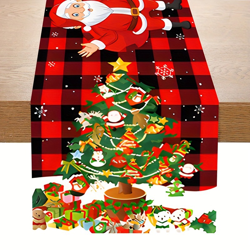Nuevos productos transfronterizos, banderas de navidad, fiesta de la Mesa temática navideña, ambiente de fiesta, mantel decorado por Papá Noel