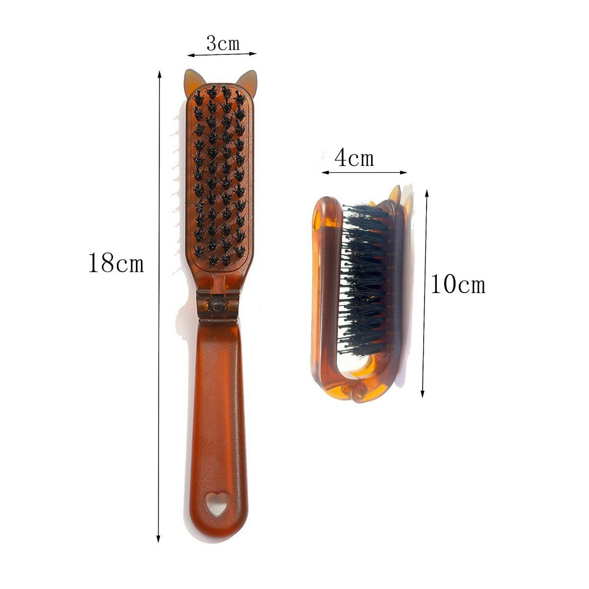 Peinado de cerdas de cerdo dientes estrechos peinado peinado estilo suelto peinado peinado plegable portátil ámbar plegable peinado