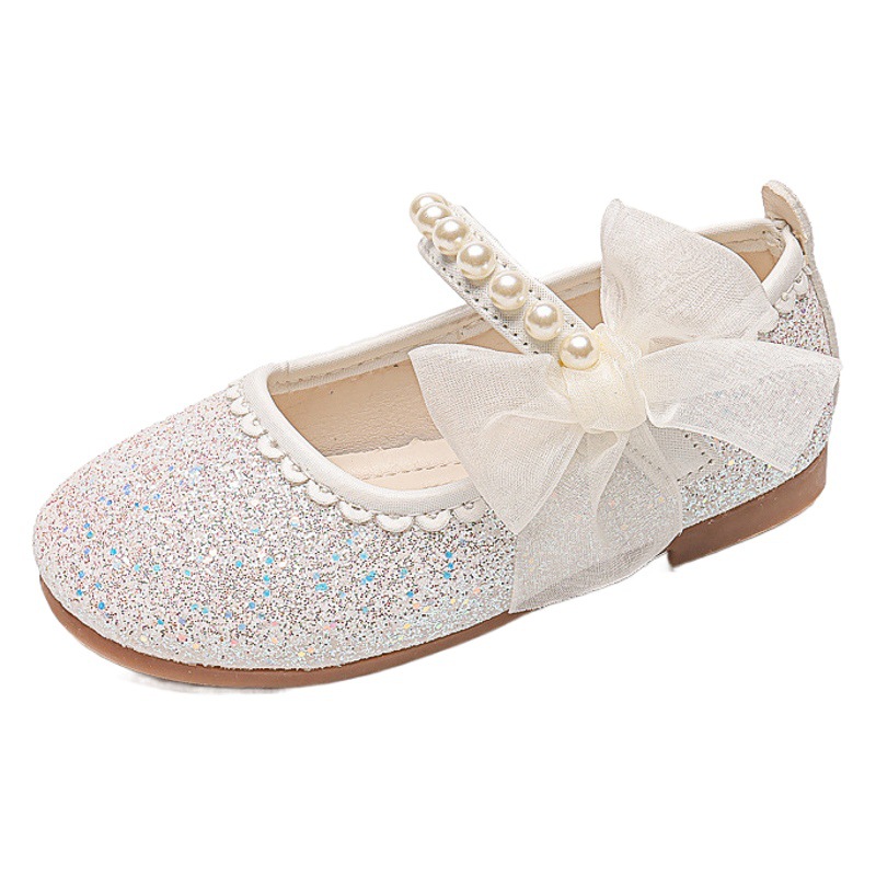 2026 Summer and Autumn New Korean Style Casual Girls' Butterfly Rhinestone Dance Leather Shoes for Small, Medium, and Large Children